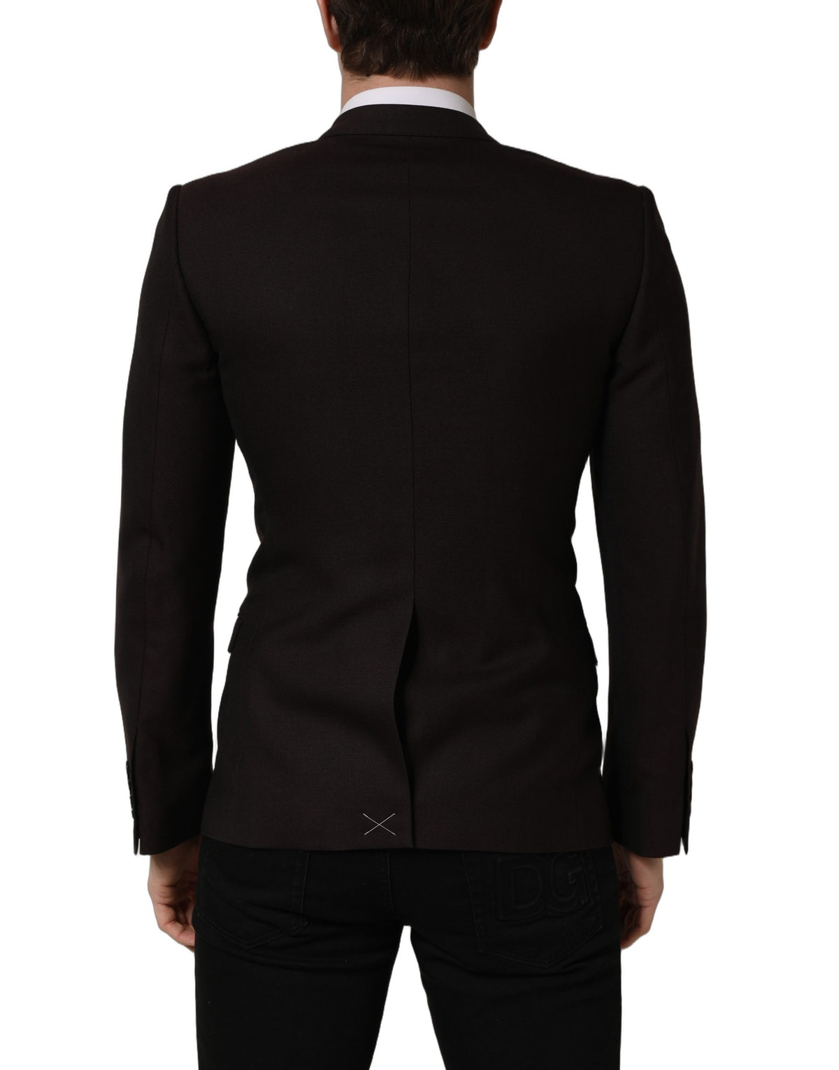 Dolce & Gabbana Braune Woll GOLD Einreihige Herrenjacke