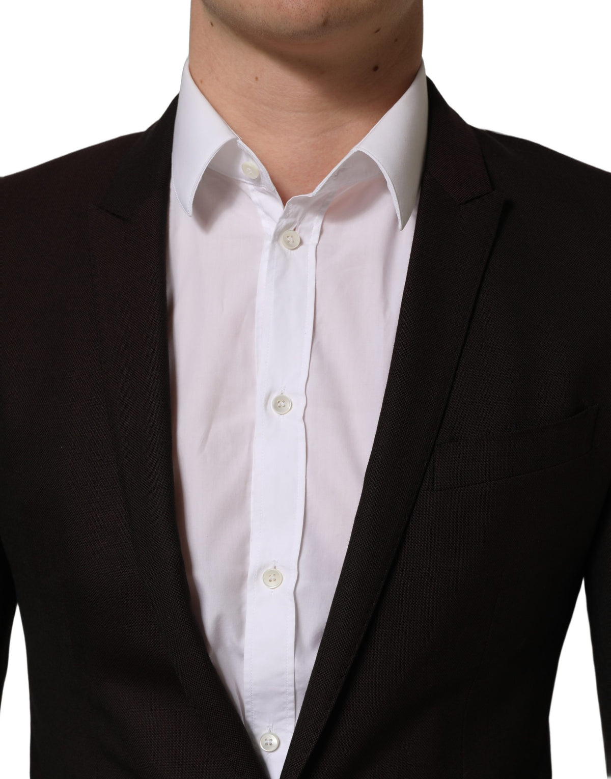 Dolce & Gabbana Braune Woll GOLD Einreihige Herrenjacke
