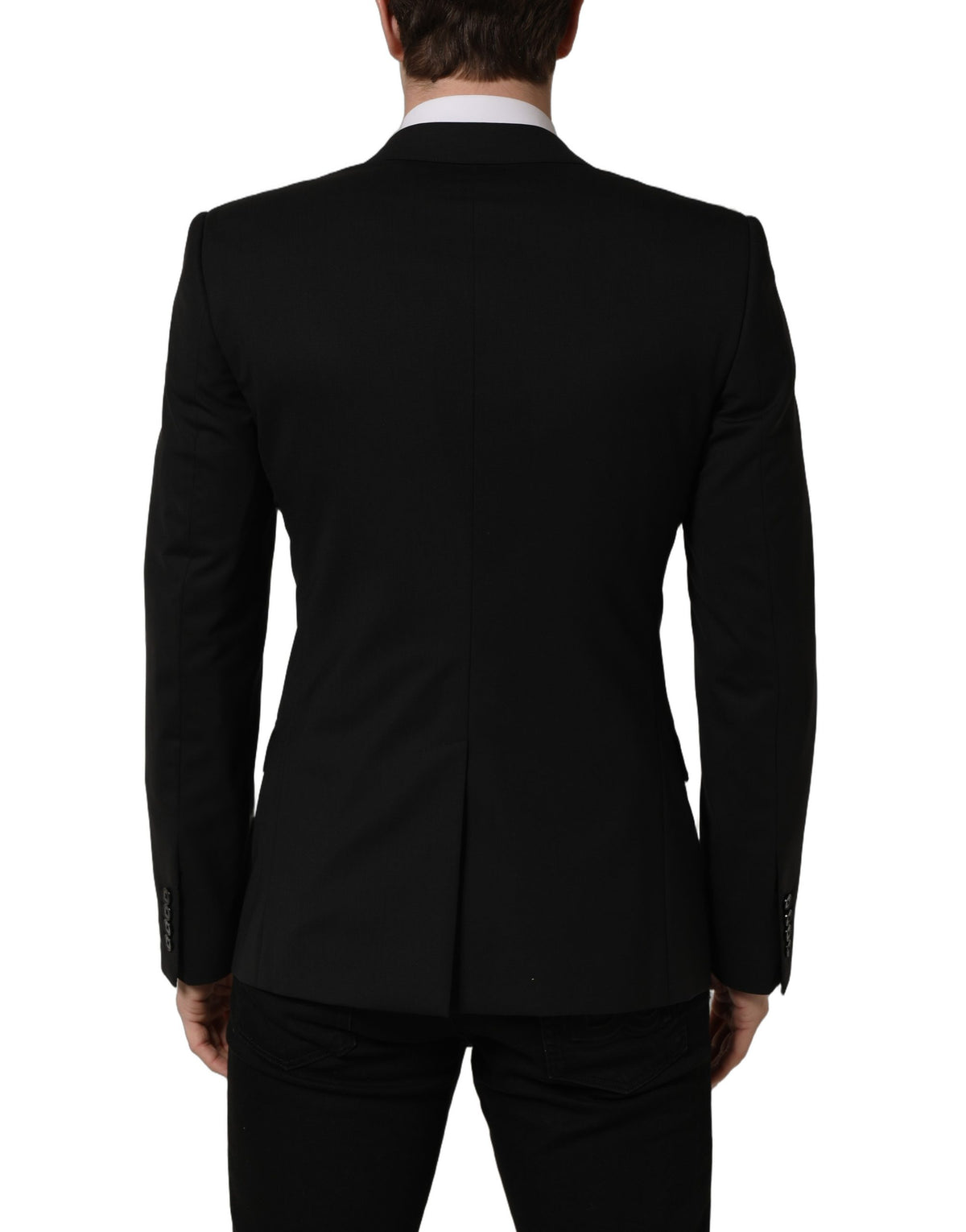 Dolce & Gabbana Schwarzer Blazer aus Wolle mit einfacher Knopfleiste