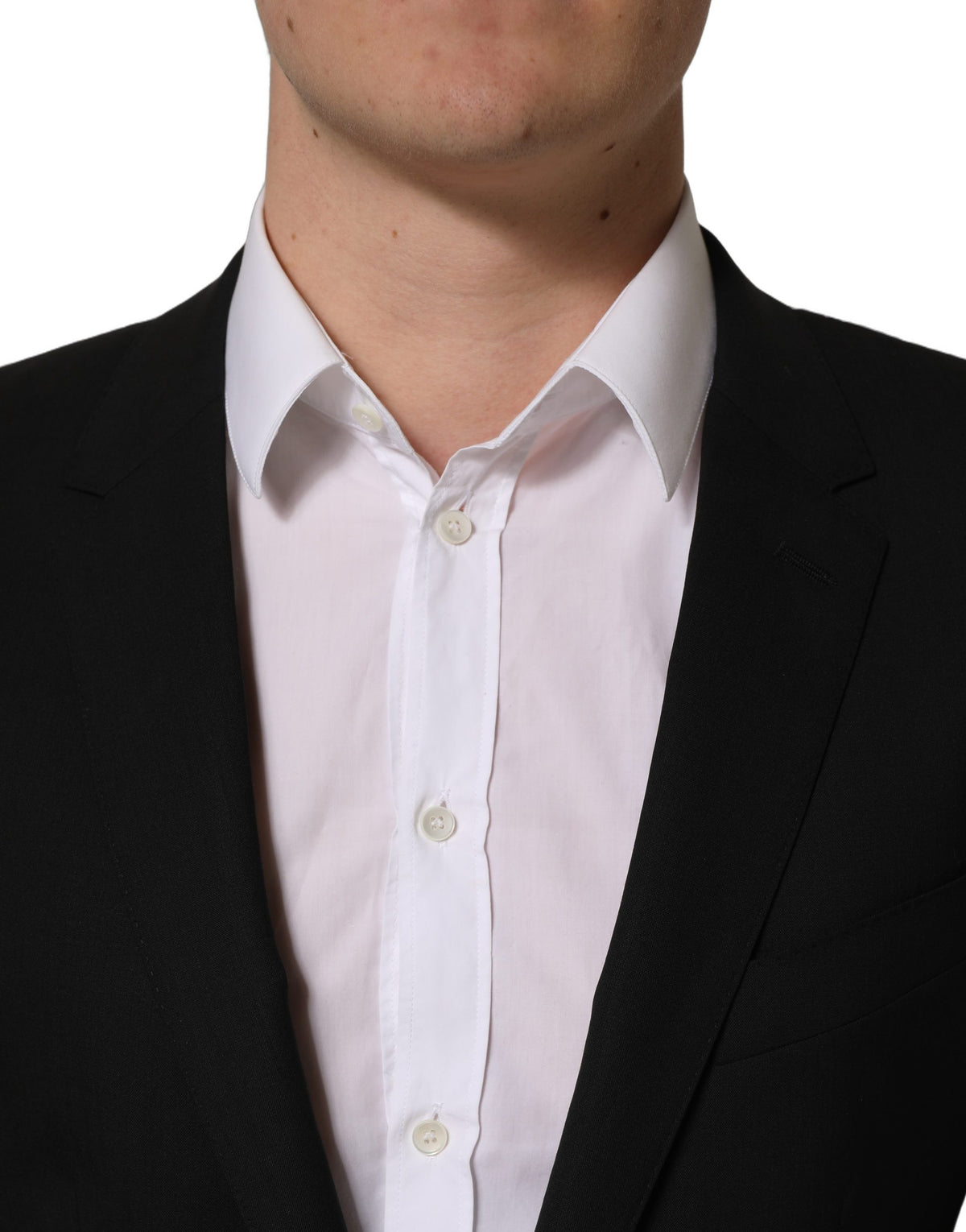 Dolce & Gabbana Schwarzer Blazer aus Wolle mit einfacher Knopfleiste