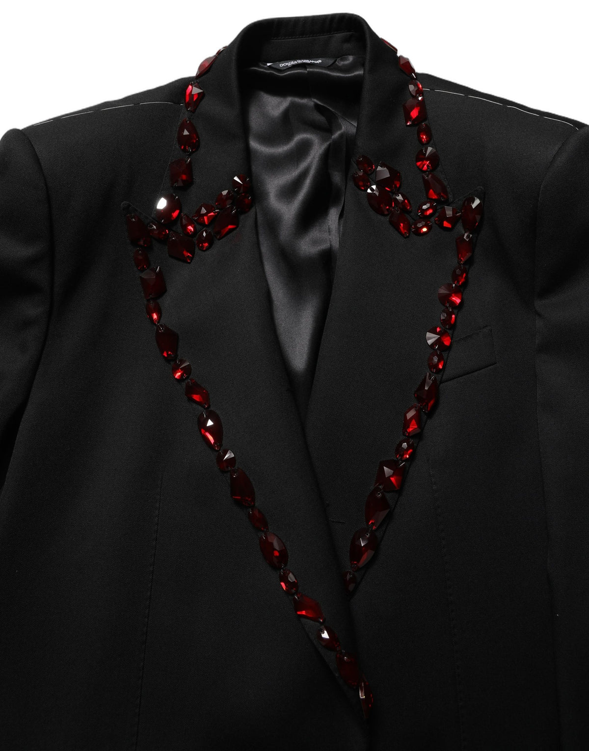 Dolce & Gabbana Schwarzer Mantelblazer mit Kristallverzierung