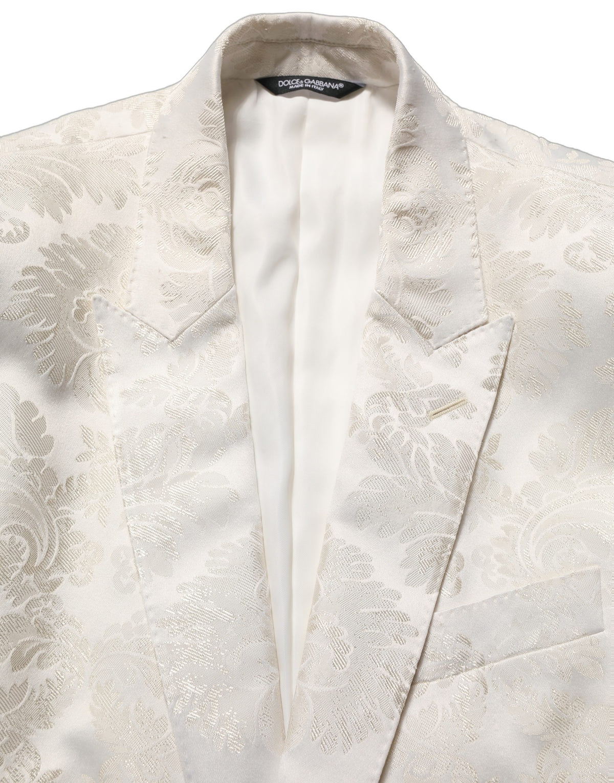 Dolce & Gabbana Off-White Florale Einreihige Herrenjacke