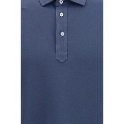 Brunello Cucinelli Blue Cotton Polo Shirt