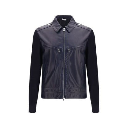 Brunello Cucinelli Blue Calf Leather Bos Taurus Leather Jacket