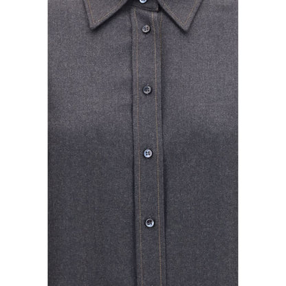 Brunello Cucinelli Gray Wool Oves Aries Dress Shirt
