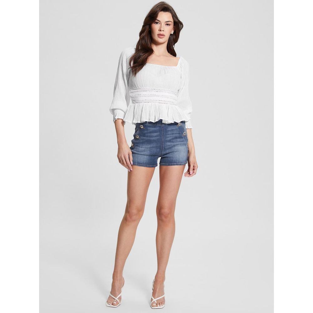 Guess White Ramie Tank Tops