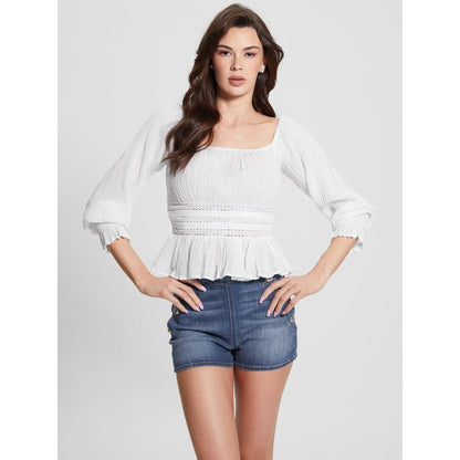 Guess White Ramie Tank Tops