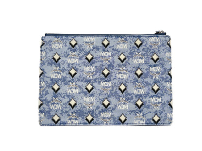 MCM Aren Flat Pouch Denim Crossbody Bag