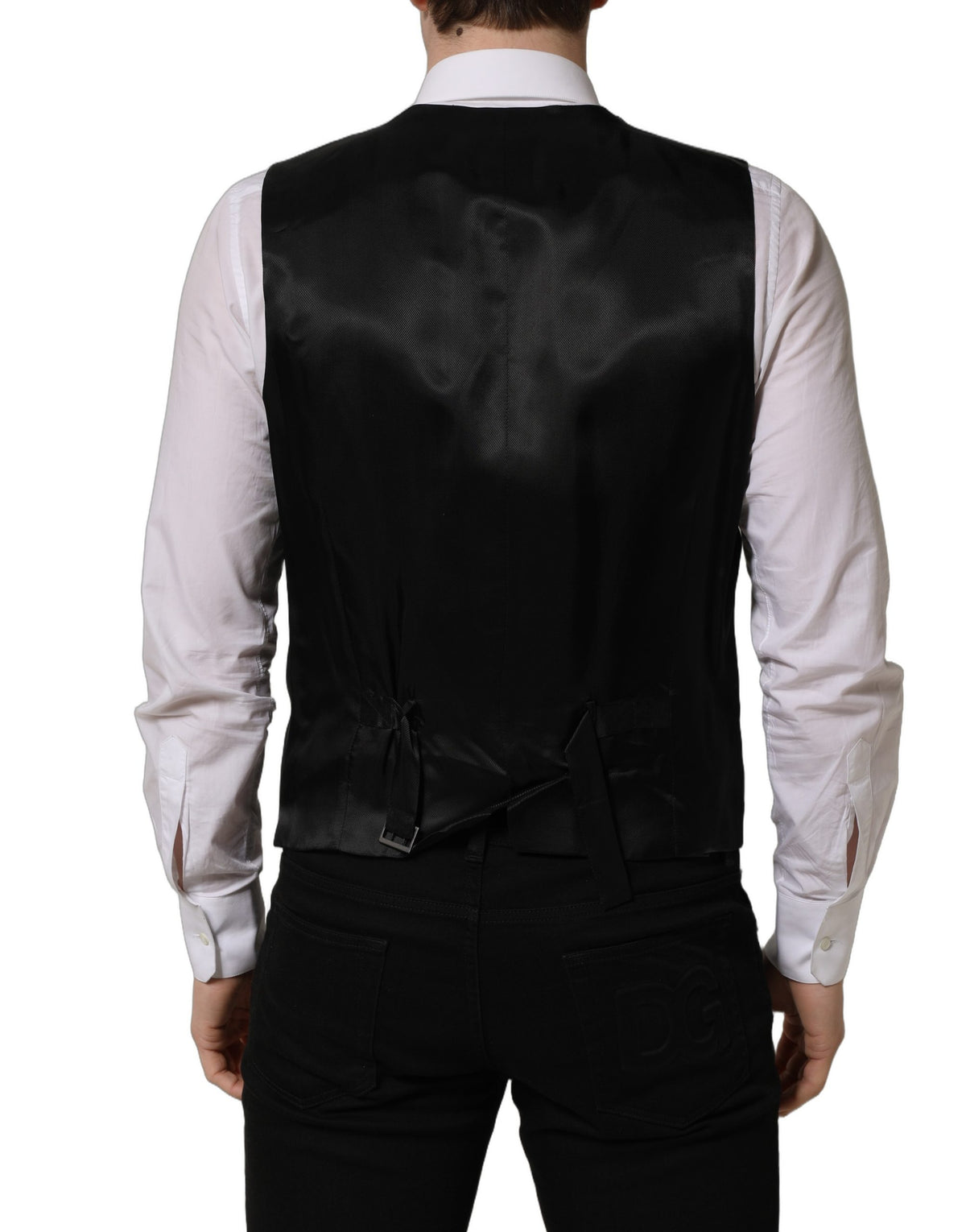 Dolce & Gabbana Schwarze Einreihige Weste Aus Wolle