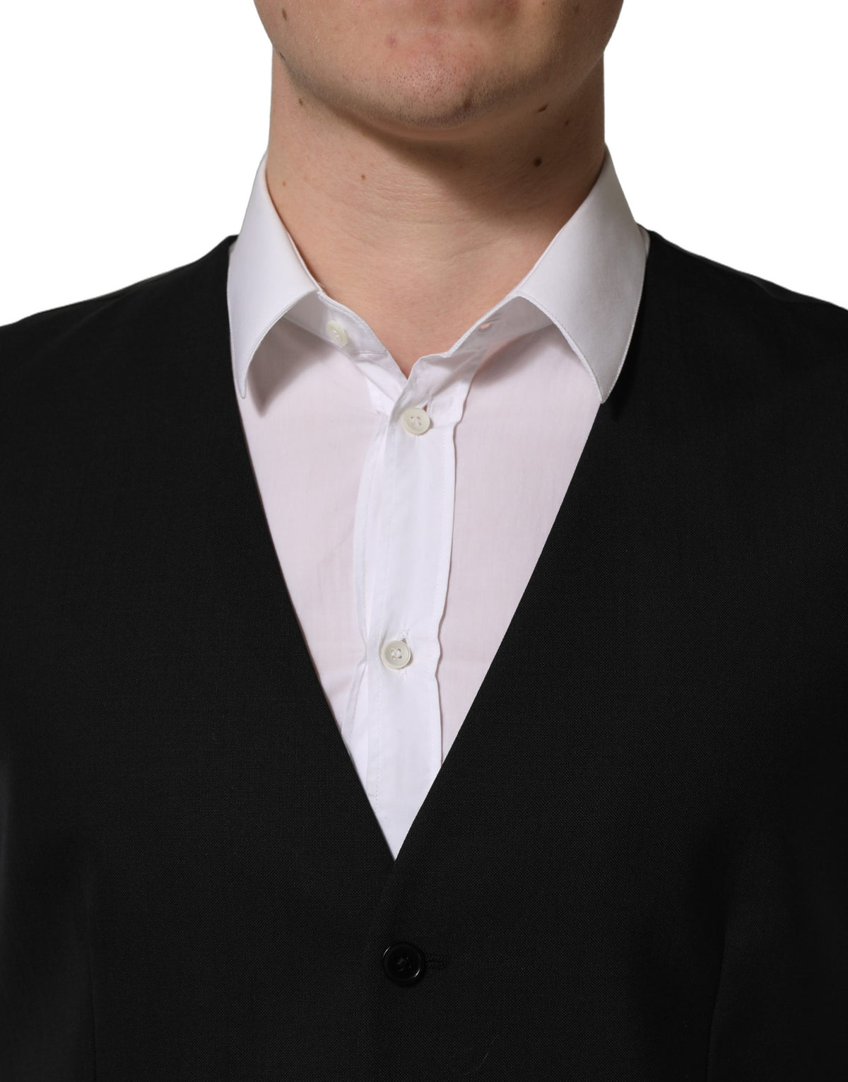 Dolce & Gabbana Schwarze Einreihige Weste Aus Wolle