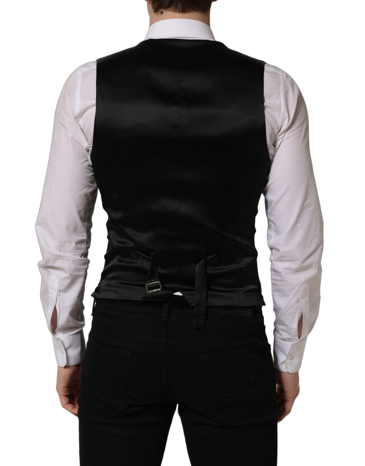 Dolce & Gabbana Schwarze Einreihige Weste Aus Wolle