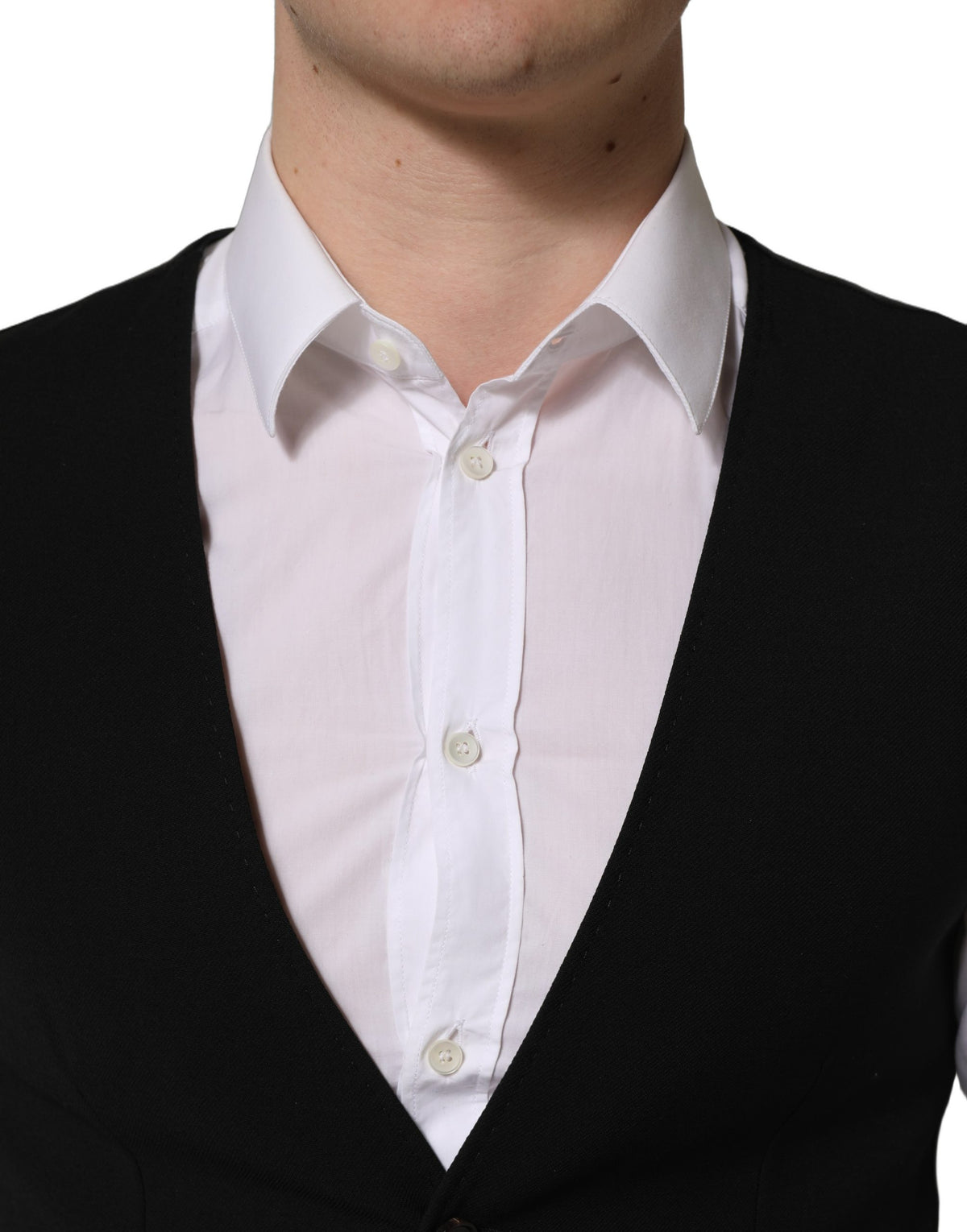 Dolce & Gabbana Schwarze Einreihige Weste Aus Wolle