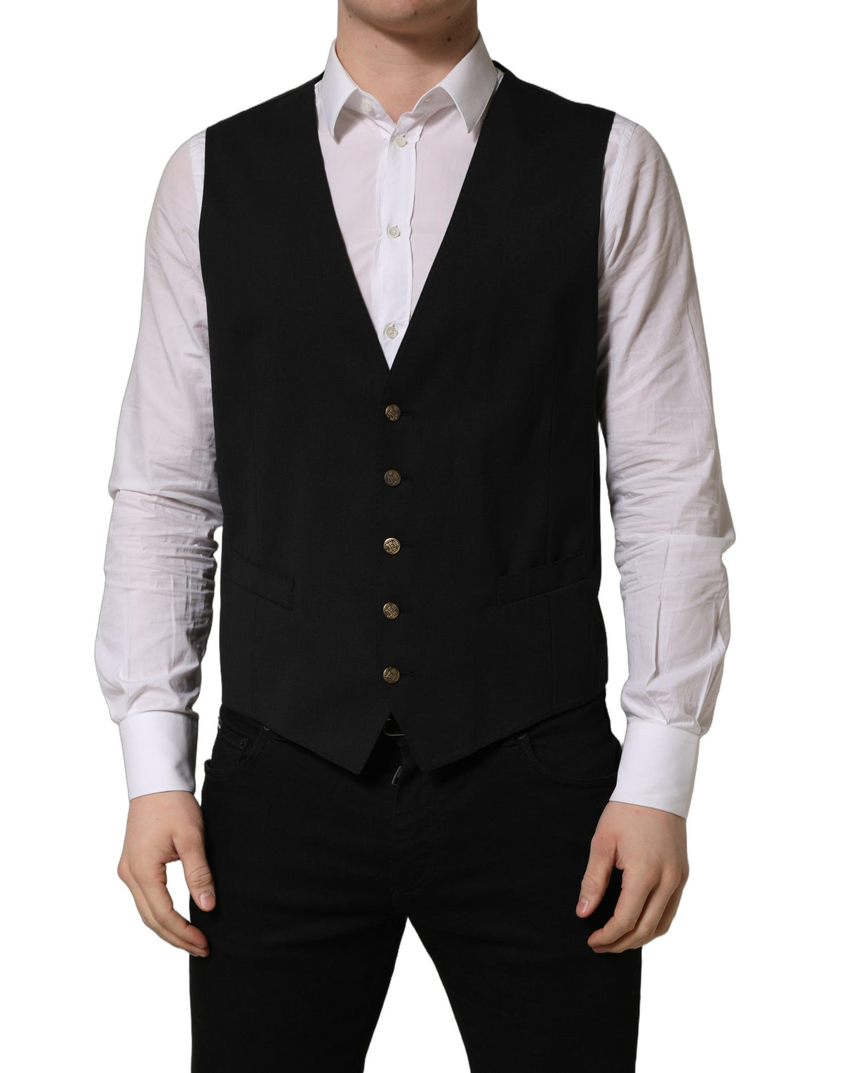 Dolce & Gabbana Schwarze einreihige Weste für Herren