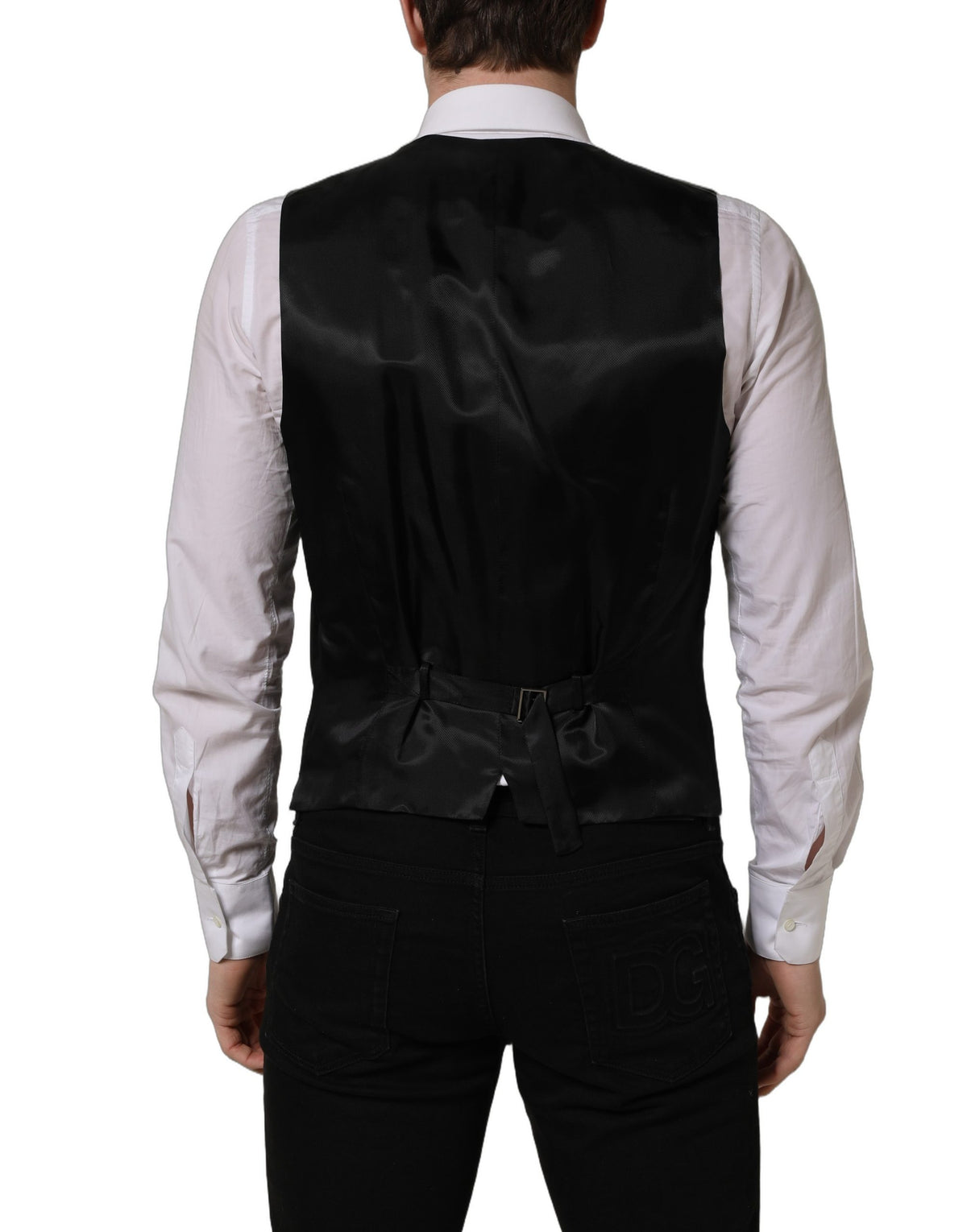 Dolce & Gabbana Schwarze Einreihige Weste Aus Wolle