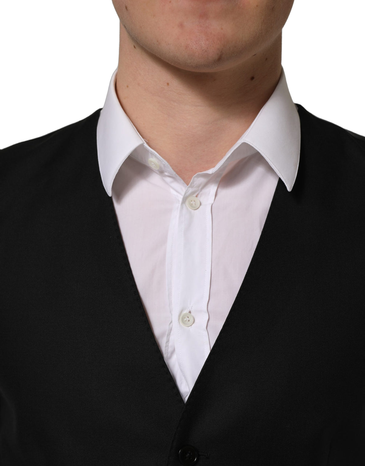 Dolce & Gabbana Schwarze Einreihige Weste Aus Wolle
