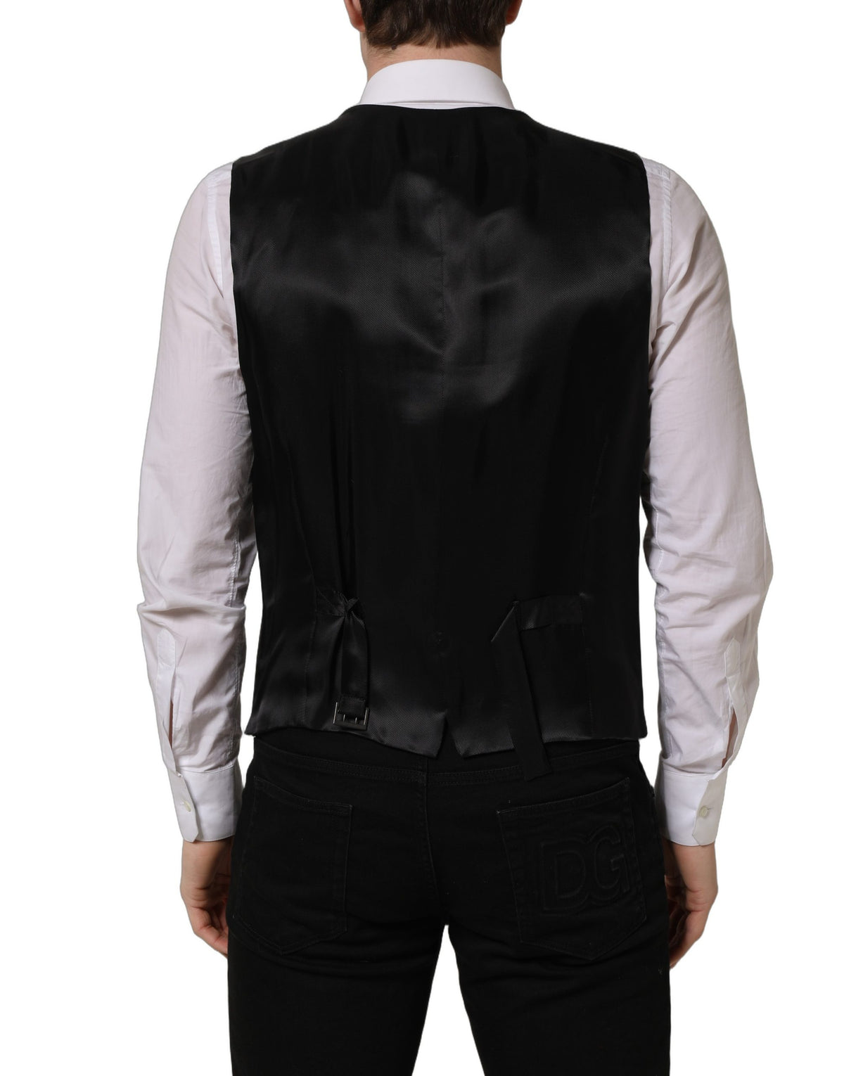 Dolce & Gabbana Schwarze Einreihige Weste Aus Wolle