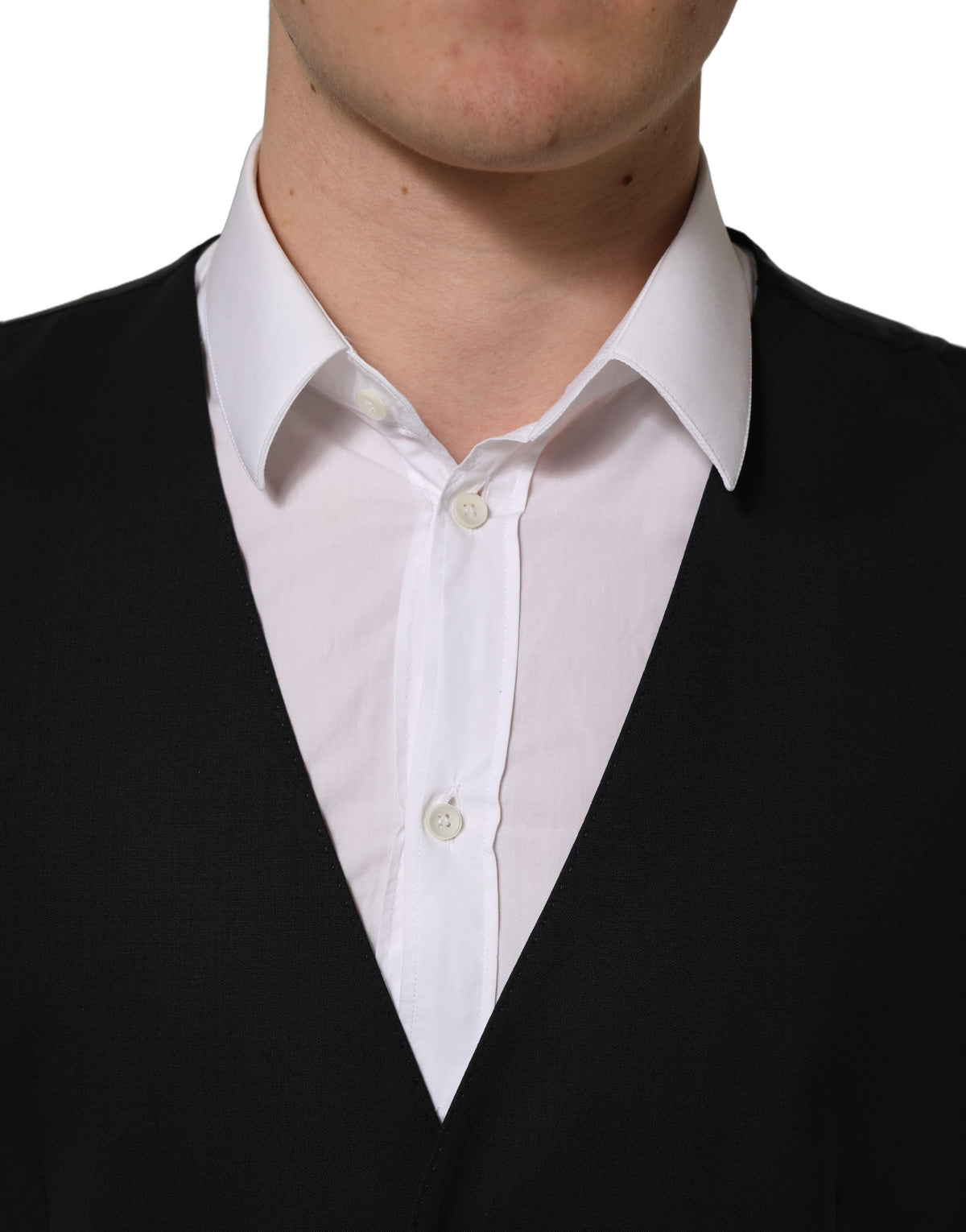 Dolce & Gabbana Schwarze Einreihige Weste Aus Wolle