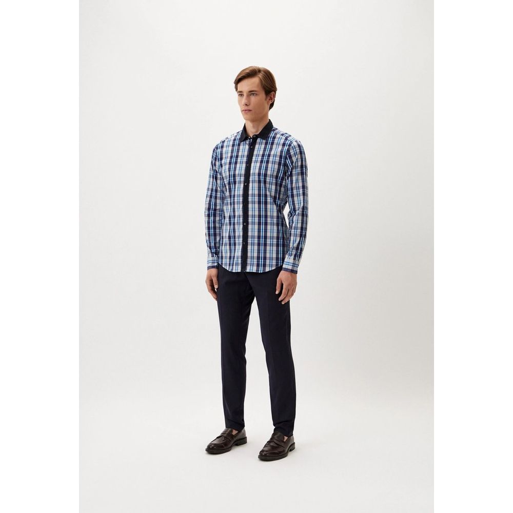 Bikkembergs Navy Blue Cotton Pattern Shirt