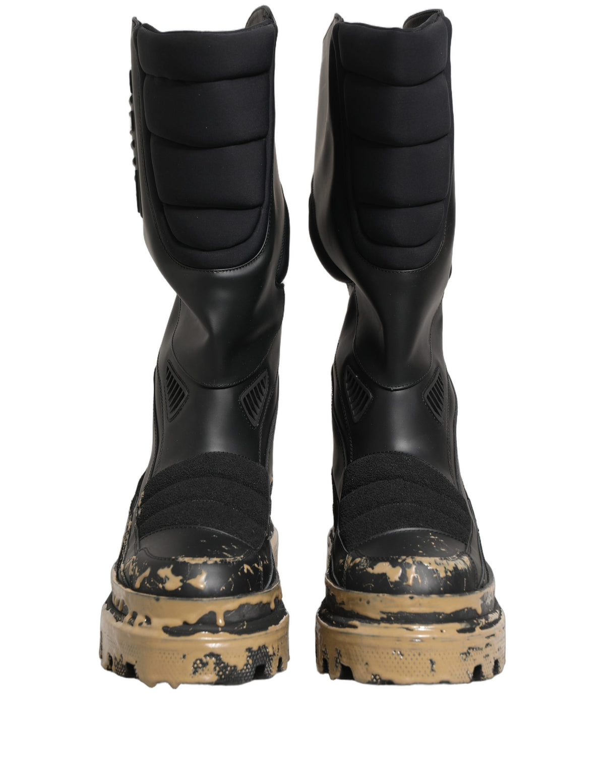 Dolce & Gabbana Schwarze Leder Biker Mid Calf Herrenstiefel Schuhe