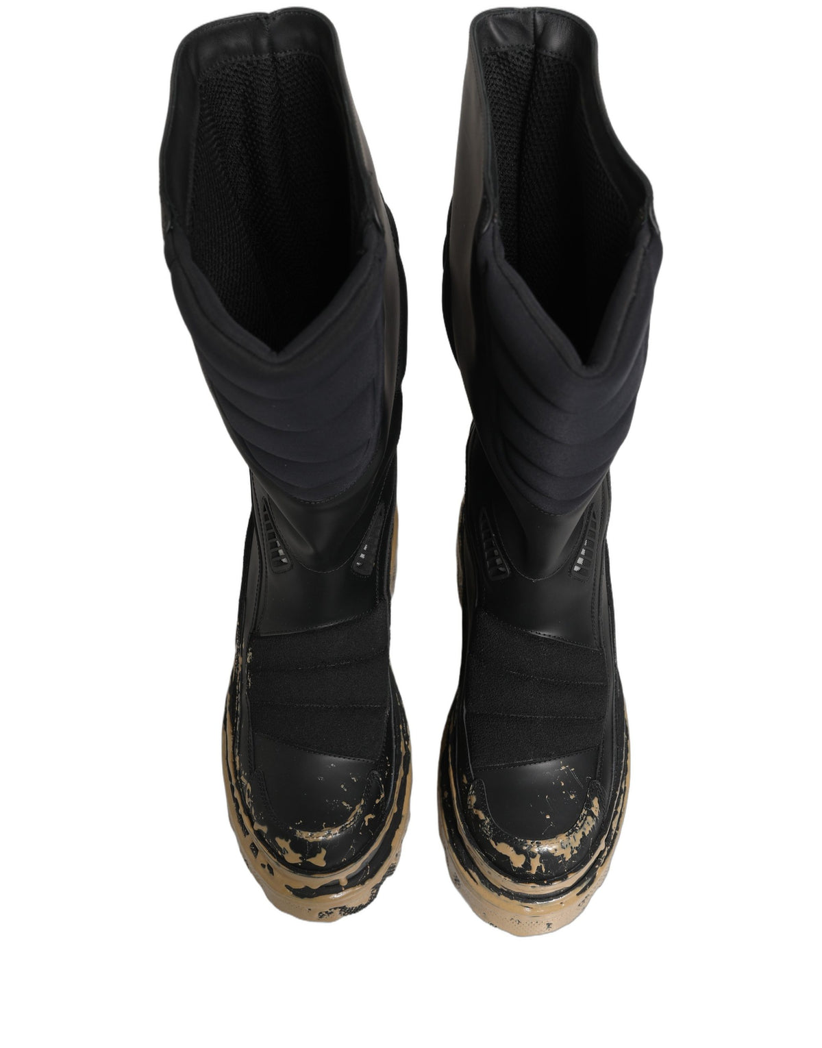 Dolce & Gabbana Schwarze Leder Biker Mid Calf Herrenstiefel Schuhe