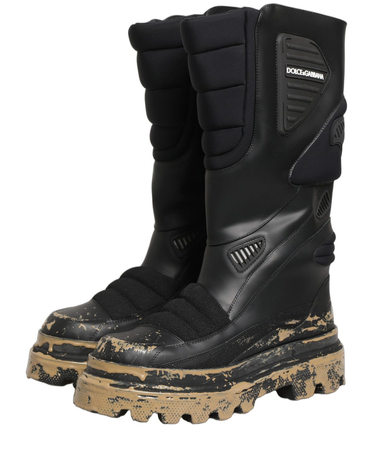 Dolce & Gabbana Schwarze Leder Biker Mid Calf Herrenstiefel Schuhe