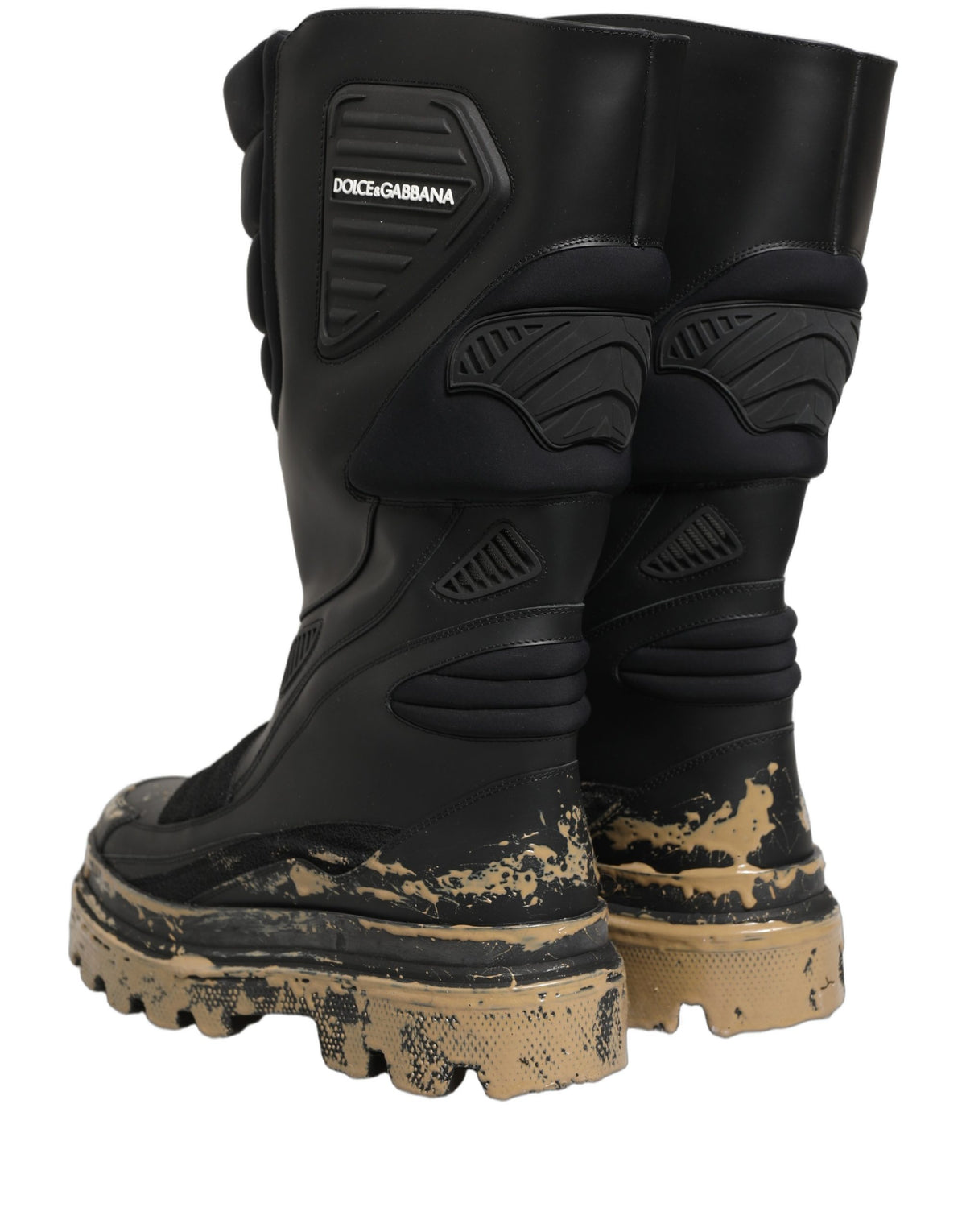 Dolce & Gabbana Schwarze Leder Biker Mid Calf Herrenstiefel Schuhe