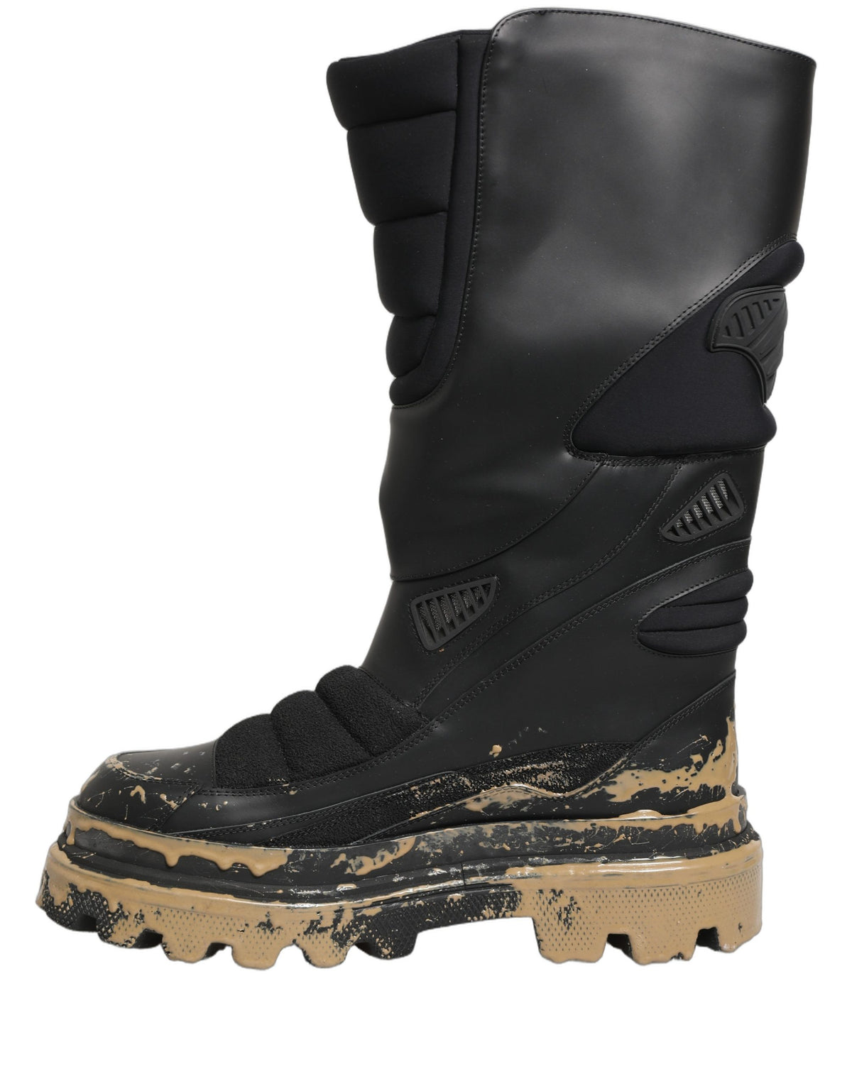 Dolce & Gabbana Schwarze Leder Biker Mid Calf Herrenstiefel Schuhe