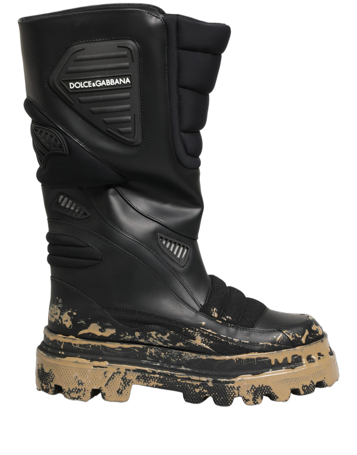 Dolce & Gabbana Schwarze Leder Biker Mid Calf Herrenstiefel Schuhe