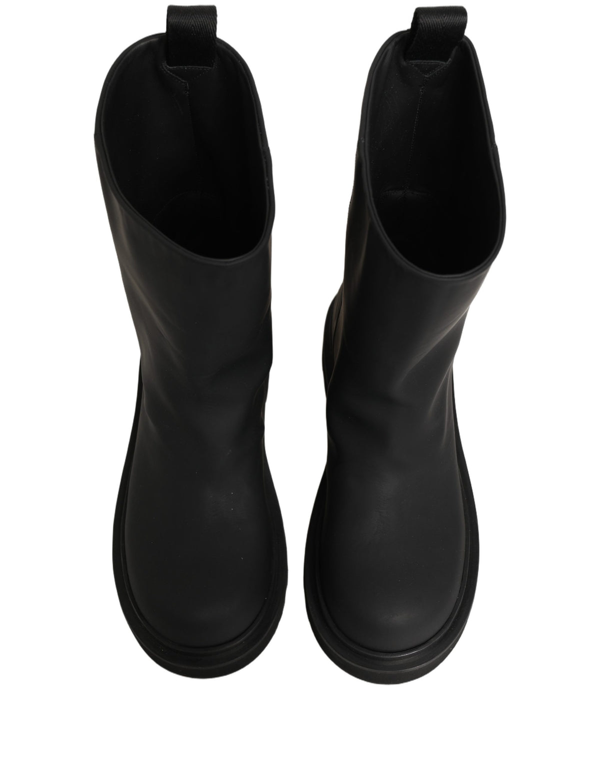 Dolce & Gabbana Schwarze Leder Mid Calf Chunky Herren Stiefel Schuhe