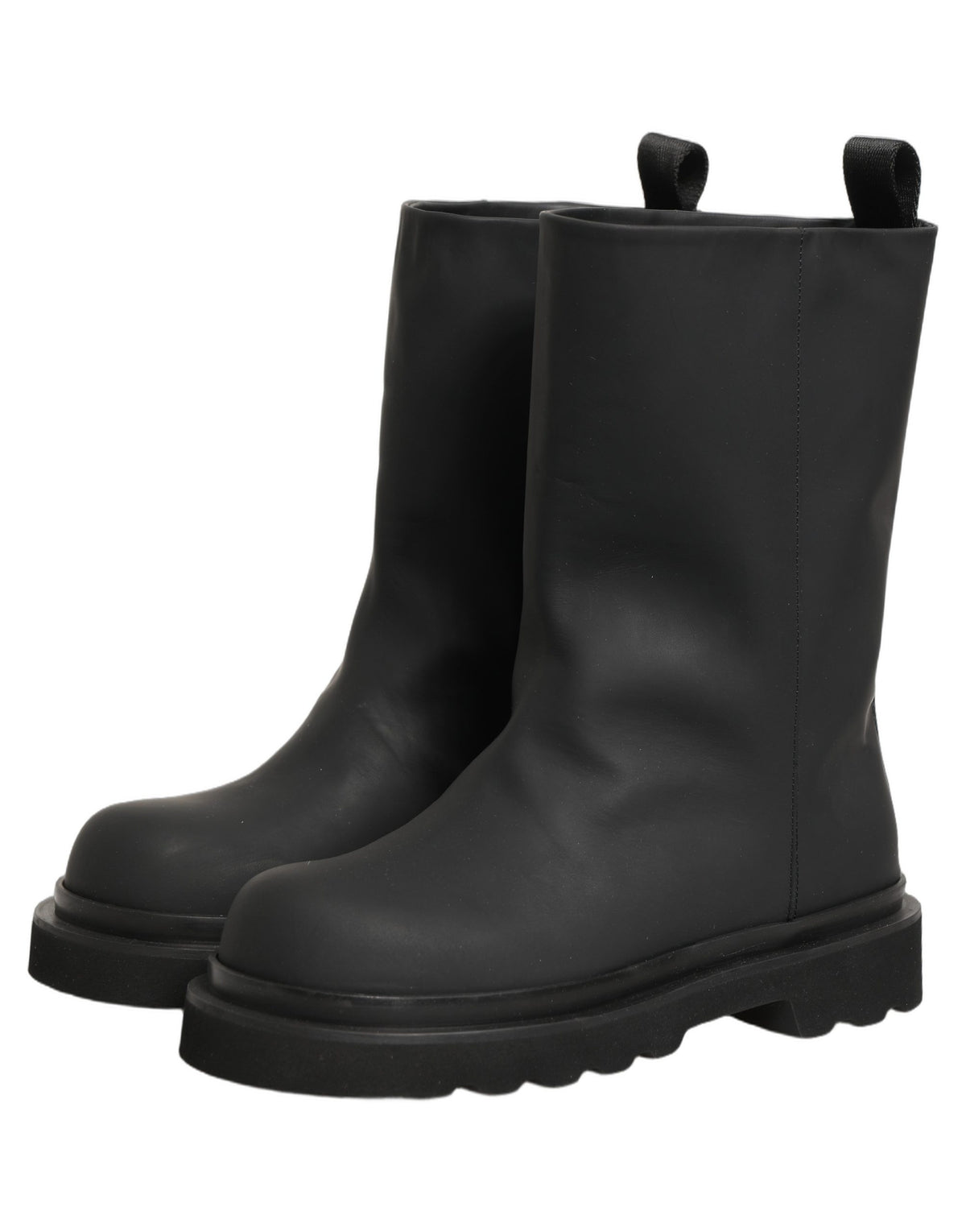 Dolce & Gabbana Schwarze Leder Mid Calf Chunky Herren Stiefel Schuhe