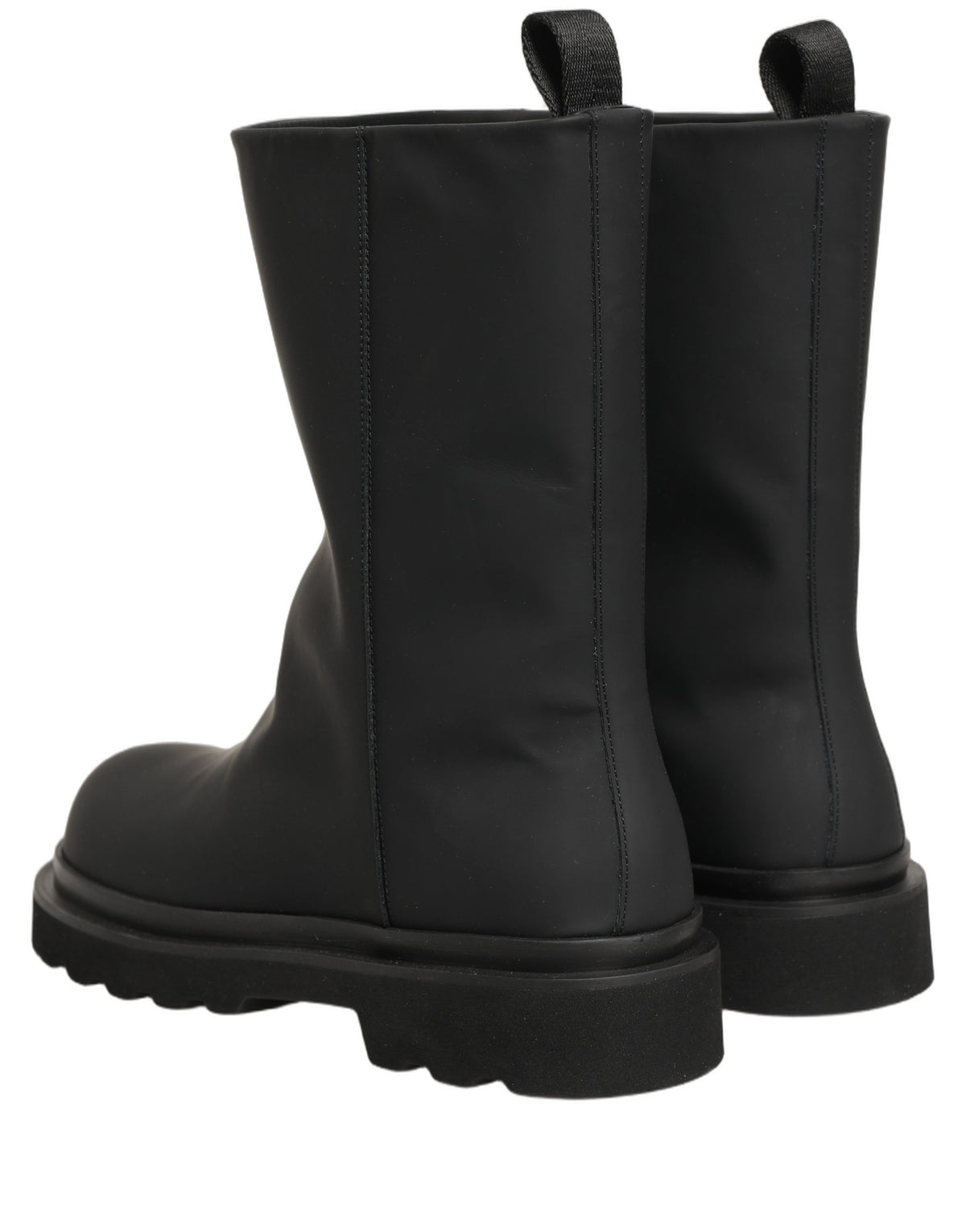 Dolce & Gabbana Schwarze Leder Mid Calf Chunky Herren Stiefel Schuhe