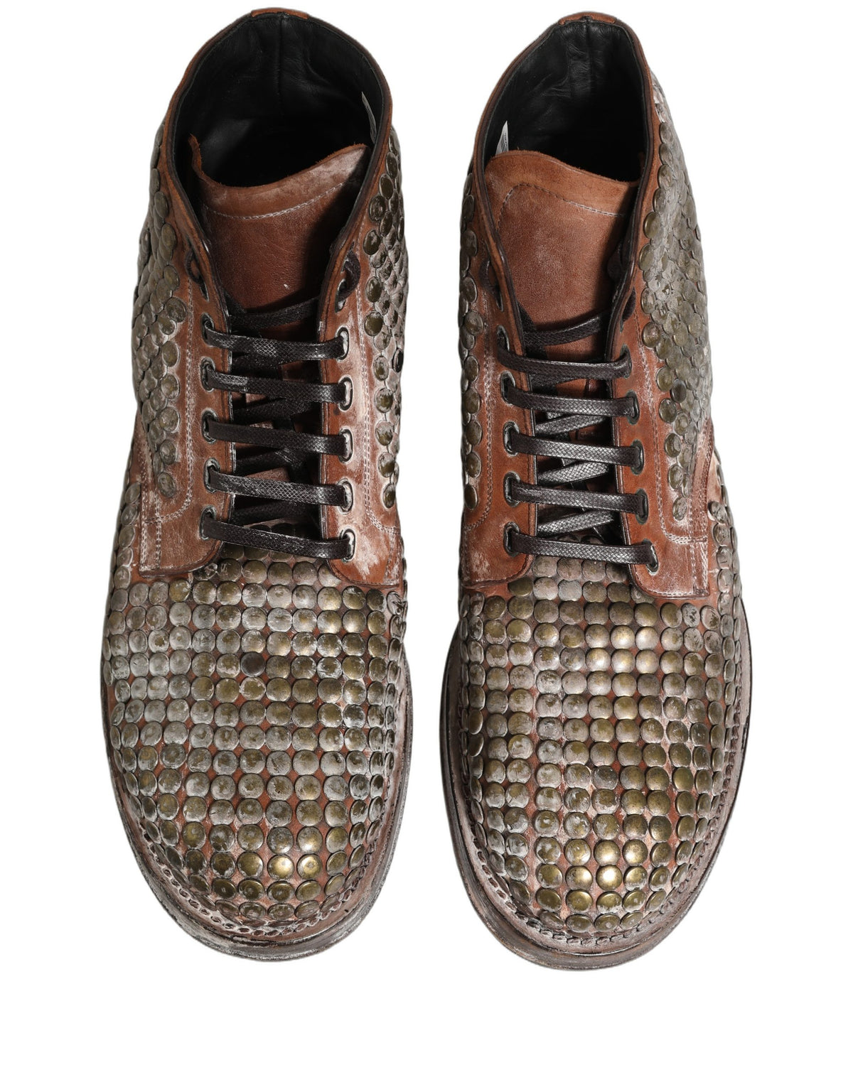 Dolce & Gabbana Braune Leder Stiefel mit Nieten