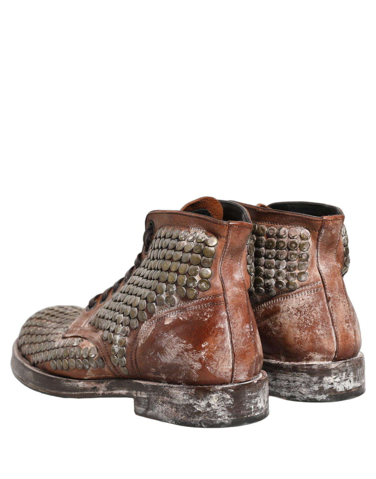 Dolce & Gabbana Braune Leder Stiefel mit Nieten