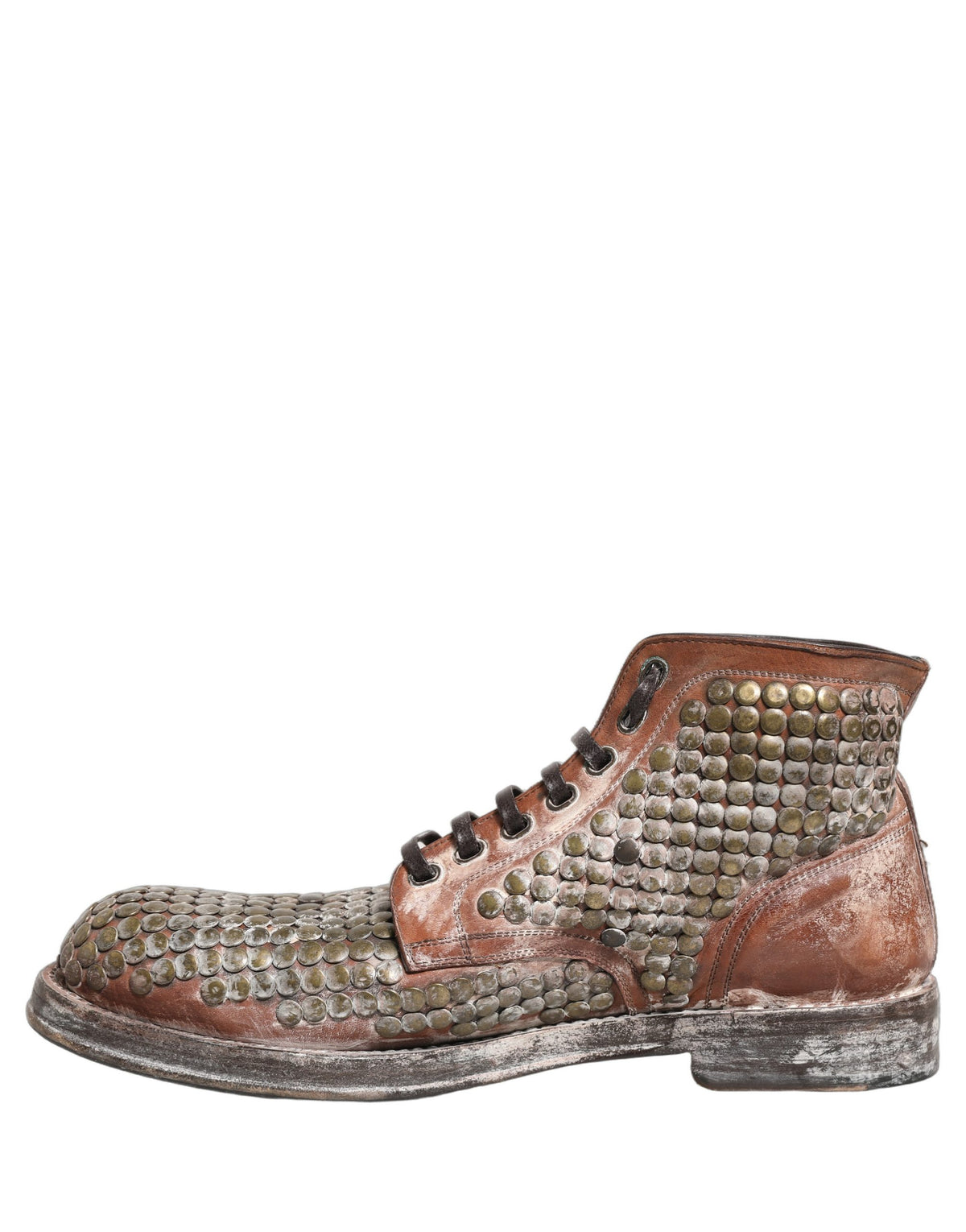Dolce & Gabbana Braune Leder Stiefel mit Nieten