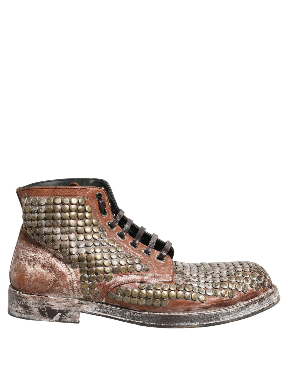 Dolce & Gabbana Braune Leder Stiefel mit Nieten
