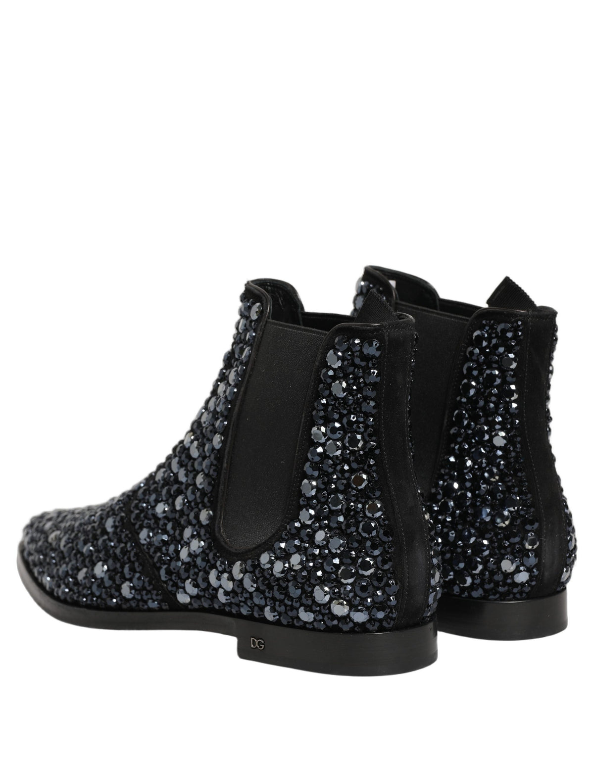 Dolce & Gabbana Chelsea Ankle Boots mit Verzierungen aus schwarzem Leder