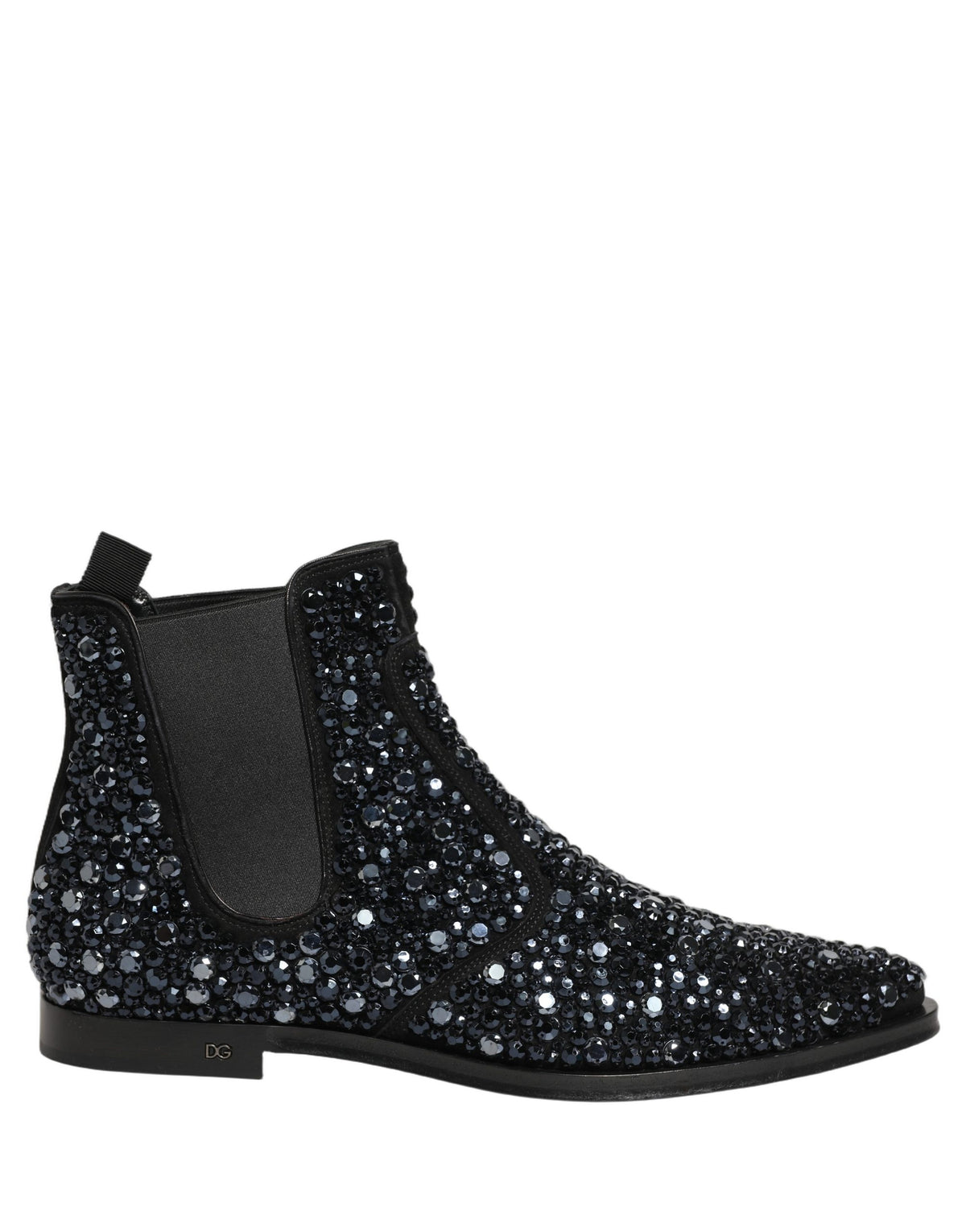 Dolce & Gabbana Chelsea Ankle Boots mit Verzierungen aus schwarzem Leder