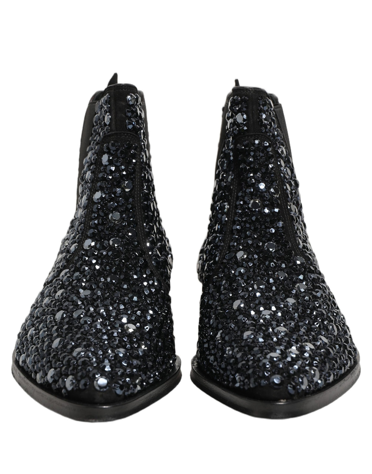Dolce & Gabbana Chelsea Ankle Boots mit Verzierungen aus schwarzem Leder