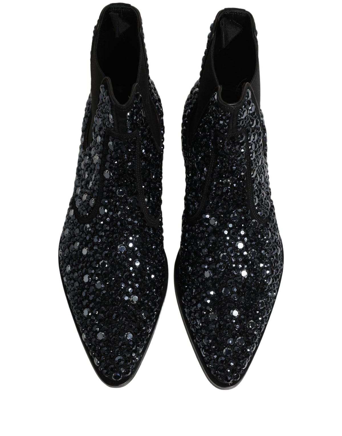Dolce & Gabbana Chelsea Ankle Boots mit Verzierungen aus schwarzem Leder