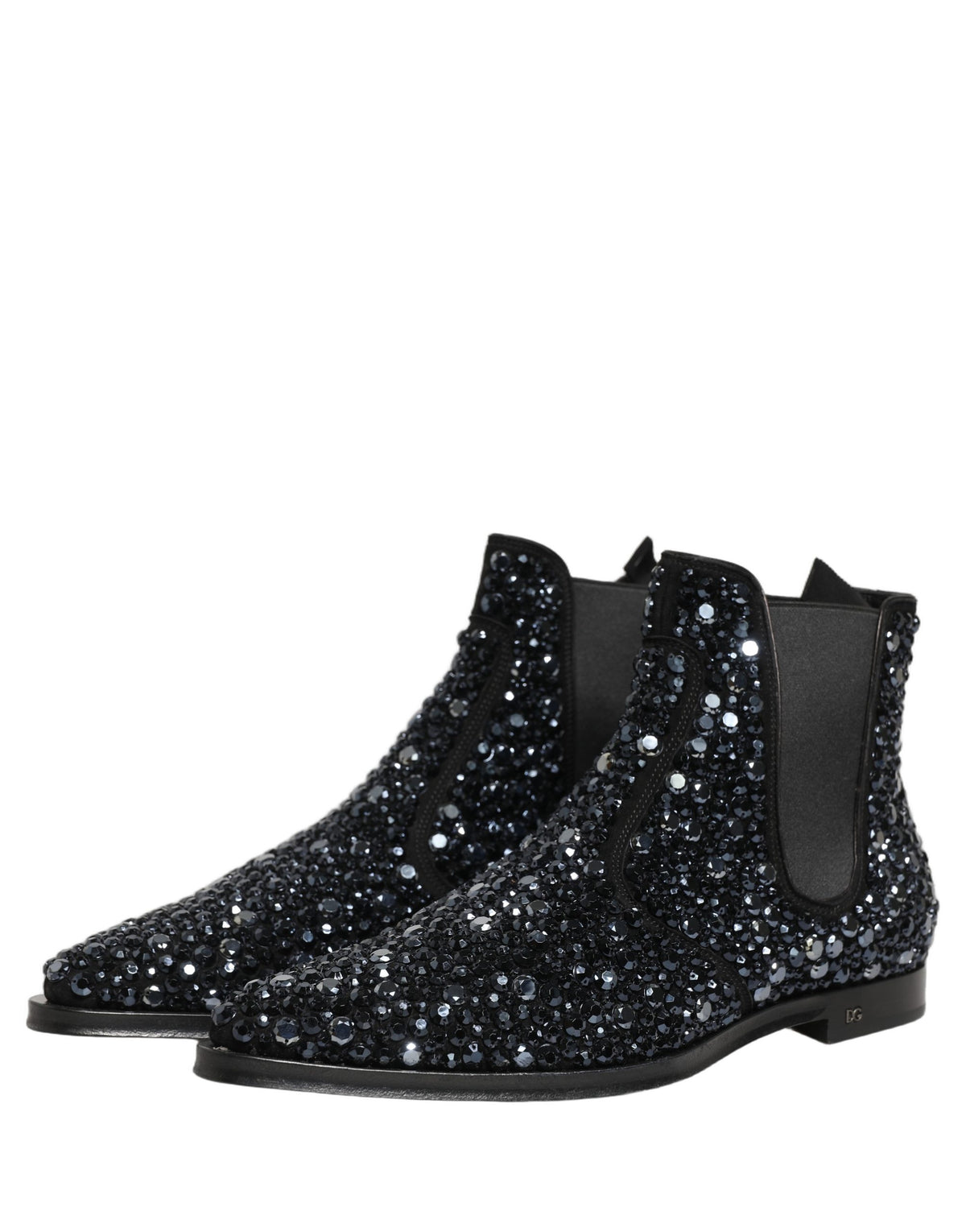 Dolce & Gabbana Chelsea Ankle Boots mit Verzierungen aus schwarzem Leder