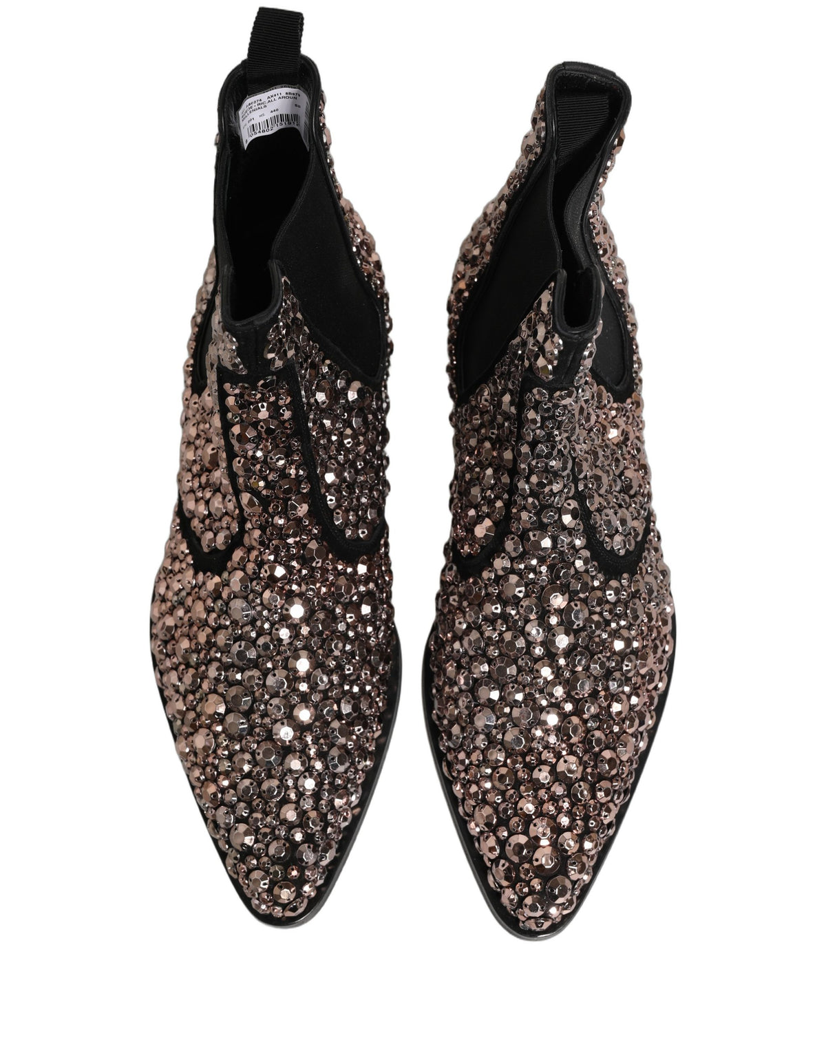 Dolce & Gabbana Chelsea Ankle Boots aus silbernem Leder mit Verzierungen