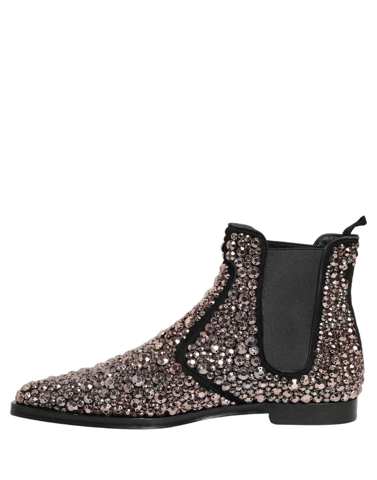 Dolce & Gabbana Chelsea Ankle Boots aus silbernem Leder mit Verzierungen