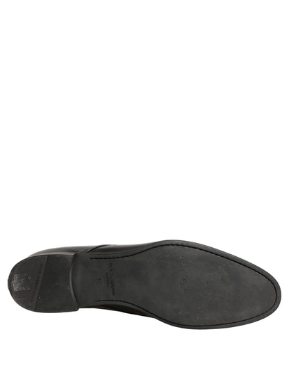 Dolce & Gabbana Black Leather Men Derby Dress Formal Shoes