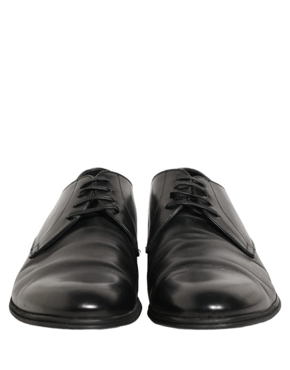 Dolce & Gabbana Black Leather Men Derby Dress Formal Shoes