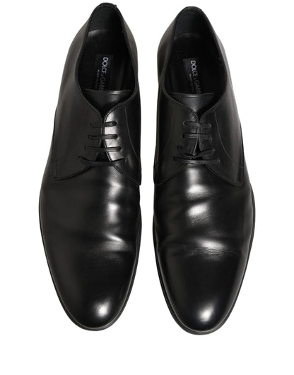Dolce & Gabbana Black Leather Men Derby Dress Formal Shoes