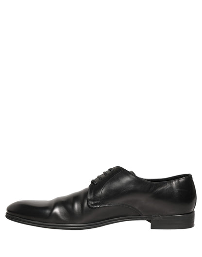 Dolce & Gabbana Black Leather Men Derby Dress Formal Shoes