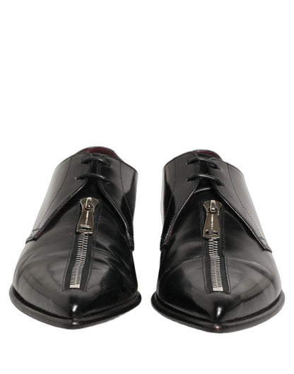 Dolce & Gabbana Black Leather Men Derby Dress Formal Shoes