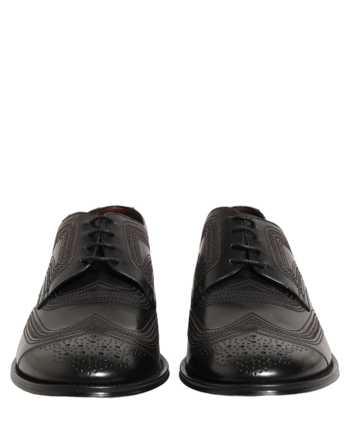 Dolce & Gabbana Schwarze bestickte Derby-Anzugschuhe aus Leder