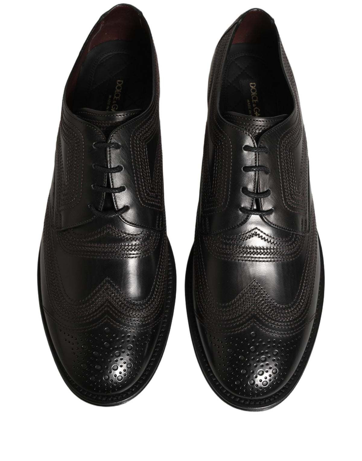 Dolce & Gabbana Schwarze bestickte Derby-Anzugschuhe aus Leder