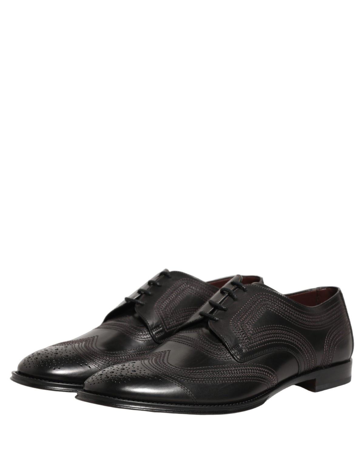 Dolce & Gabbana Schwarze bestickte Derby-Anzugschuhe aus Leder